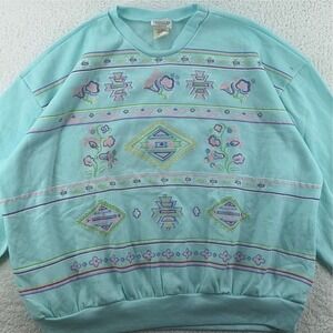 vintage 90s AZTEC GEOMETRIC CREWNECK SWEATSHIRT XL